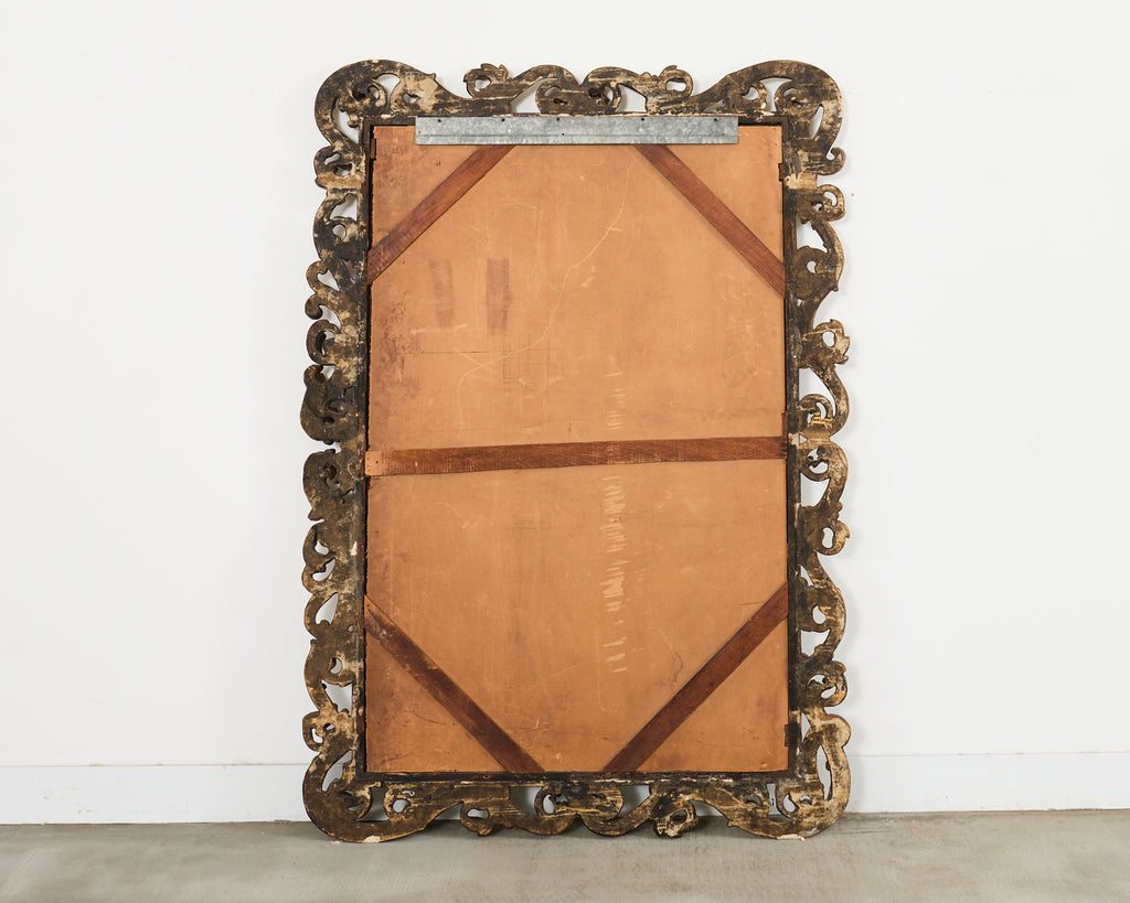 Monumental 19th Century Italian Baroque Style Giltwood Mirror 6 Ft.