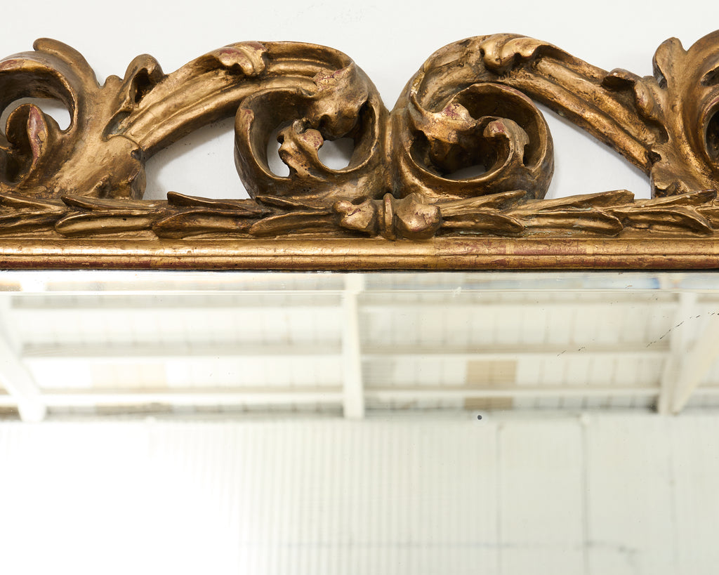 Monumental 19th Century Italian Baroque Style Giltwood Mirror 6 Ft.