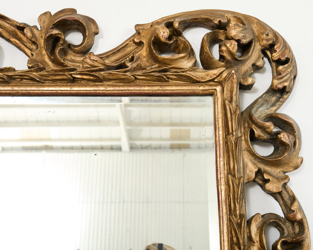 Monumental 19th Century Italian Baroque Style Giltwood Mirror 6 Ft.