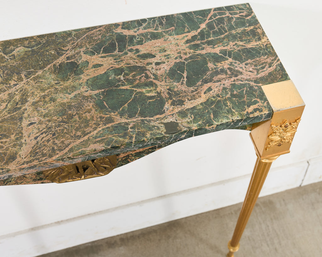 French Napoleon Empire Style Marble Bronzed Wall Console Table