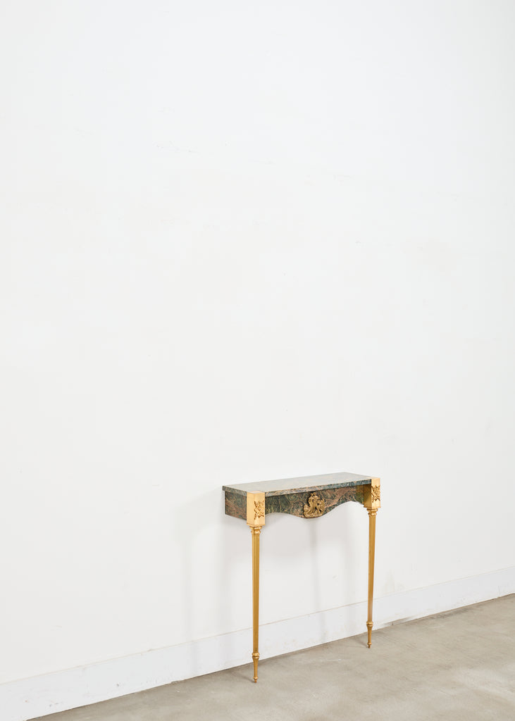 French Napoleon Empire Style Marble Bronzed Wall Console Table