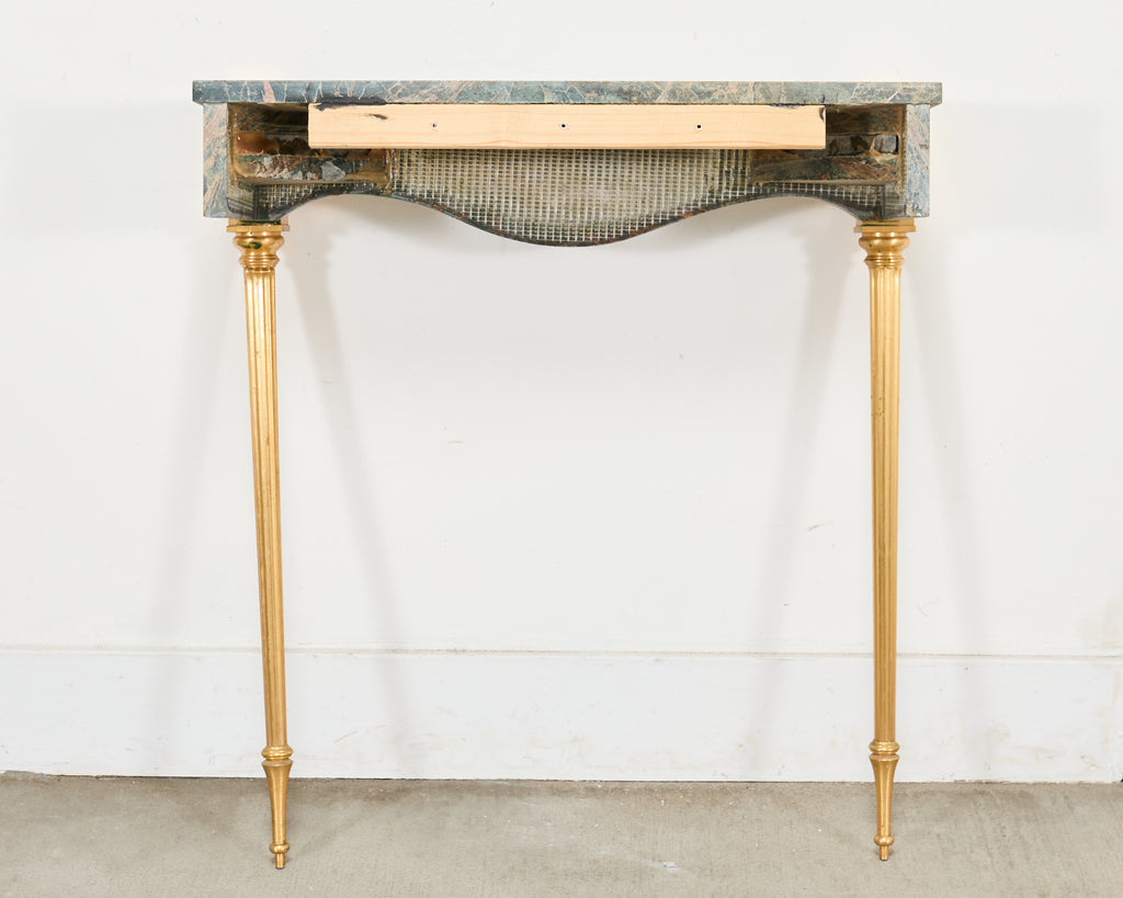 French Napoleon Empire Style Marble Bronzed Wall Console Table
