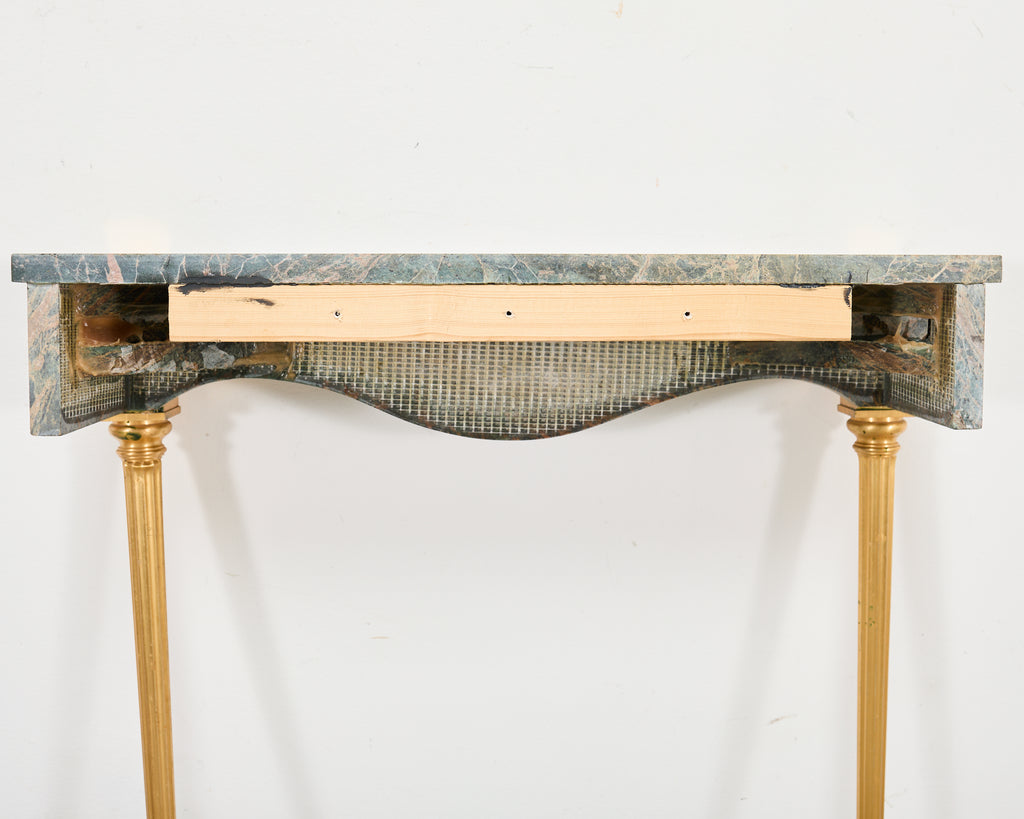 French Napoleon Empire Style Marble Bronzed Wall Console Table