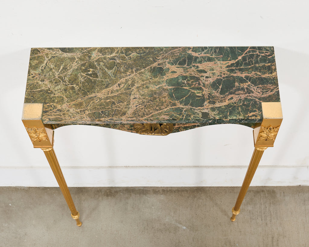 French Napoleon Empire Style Marble Bronzed Wall Console Table