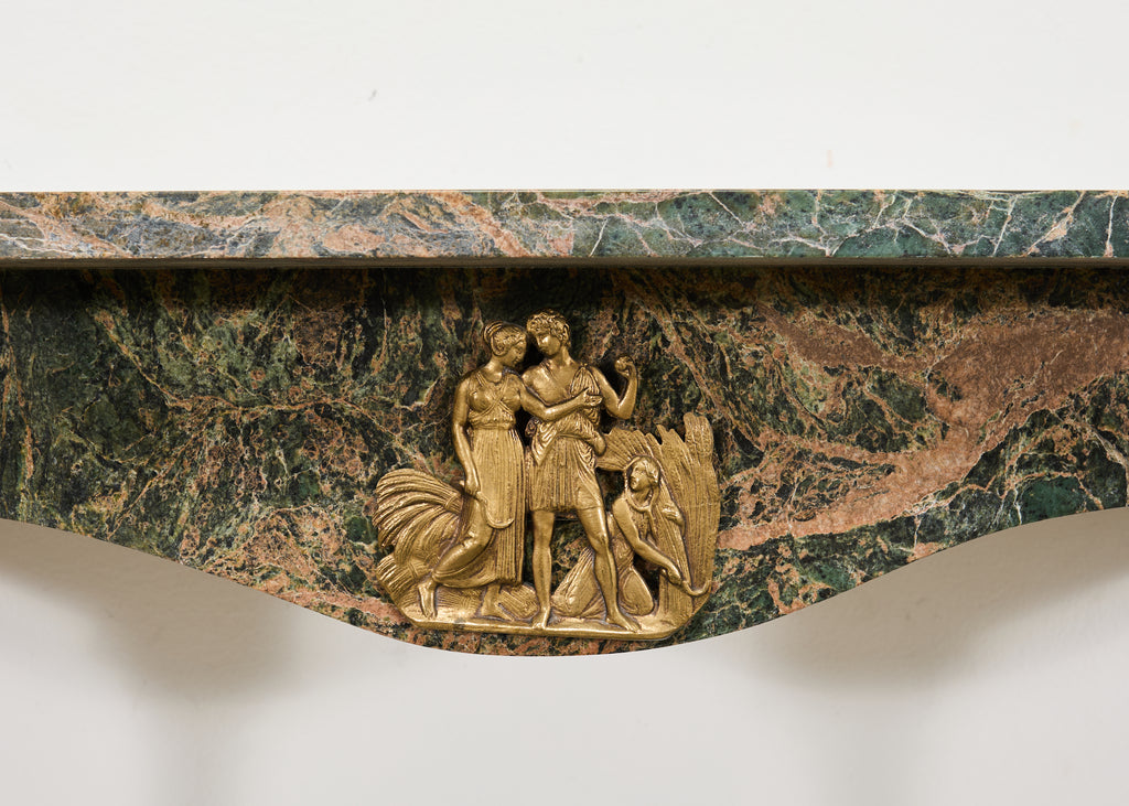 French Napoleon Empire Style Marble Bronzed Wall Console Table