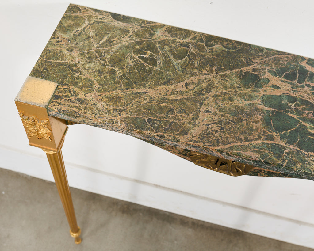 French Napoleon Empire Style Marble Bronzed Wall Console Table