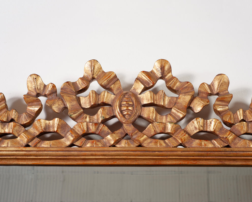 Mid-Century Italian Rococo Style Giltwood Ribbon Wall Mirror