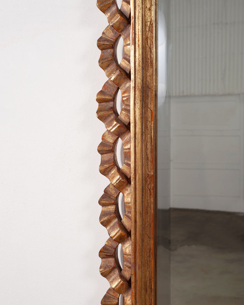 Mid-Century Italian Rococo Style Giltwood Ribbon Wall Mirror