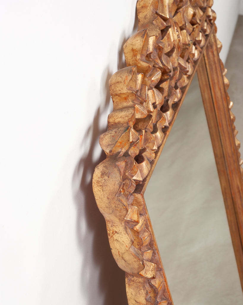 Mid-Century Italian Rococo Style Giltwood Ribbon Wall Mirror
