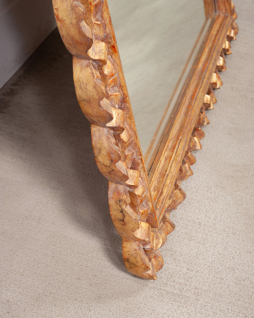 Mid-Century Italian Rococo Style Giltwood Ribbon Wall Mirror