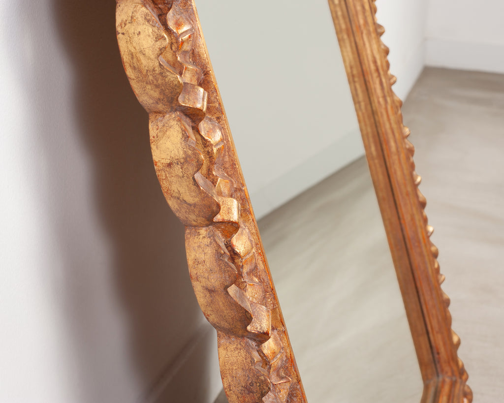 Mid-Century Italian Rococo Style Giltwood Ribbon Wall Mirror