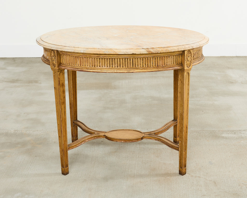 French Louis XVI Neoclassical Style Marble Top Center Table