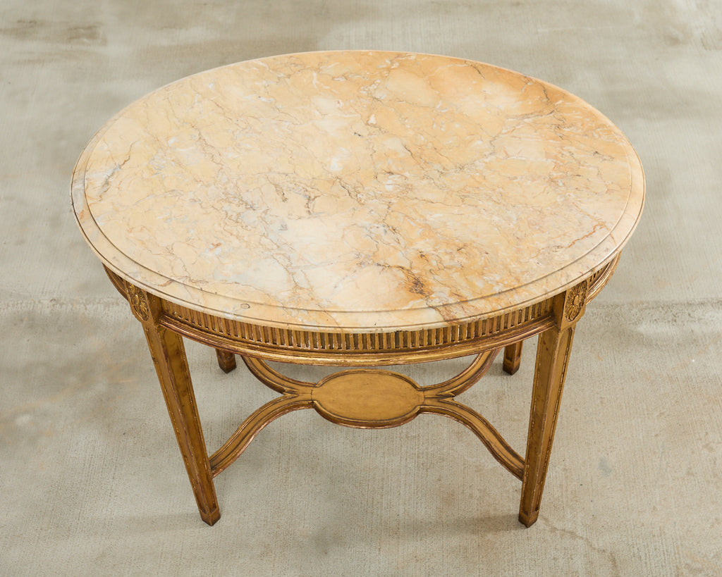 French Louis XVI Neoclassical Style Marble Top Center Table