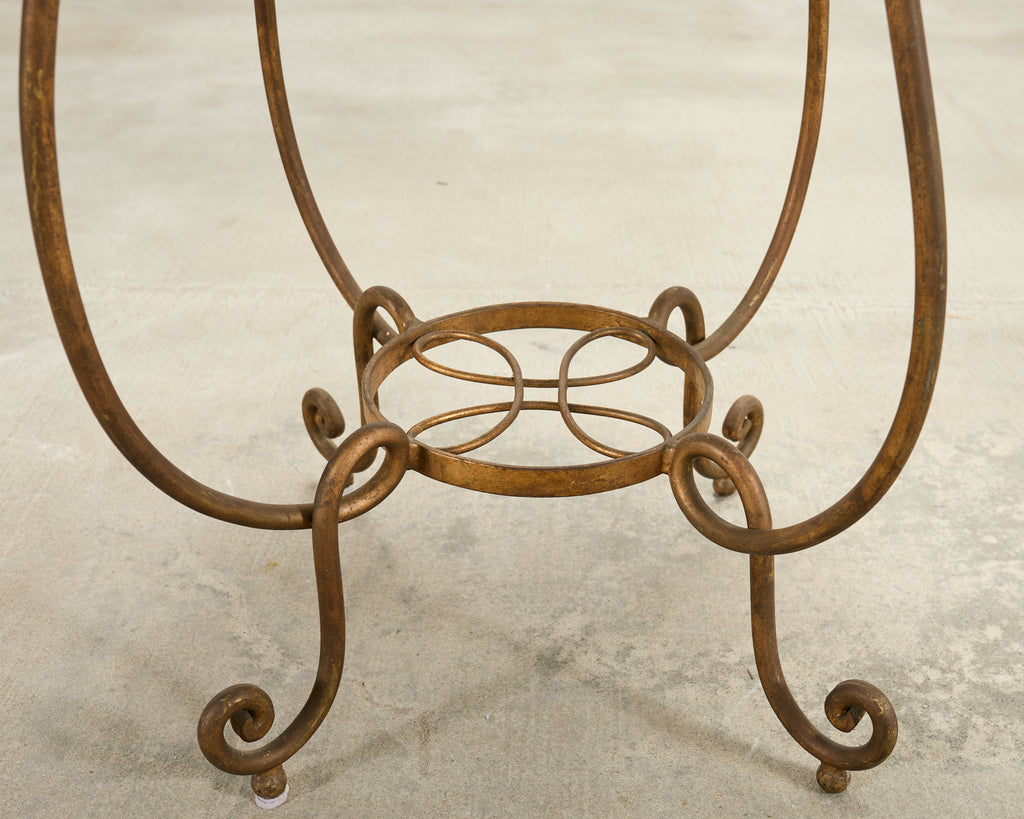 Rene Drouet Style Gilded Iron Granite Top Center Table