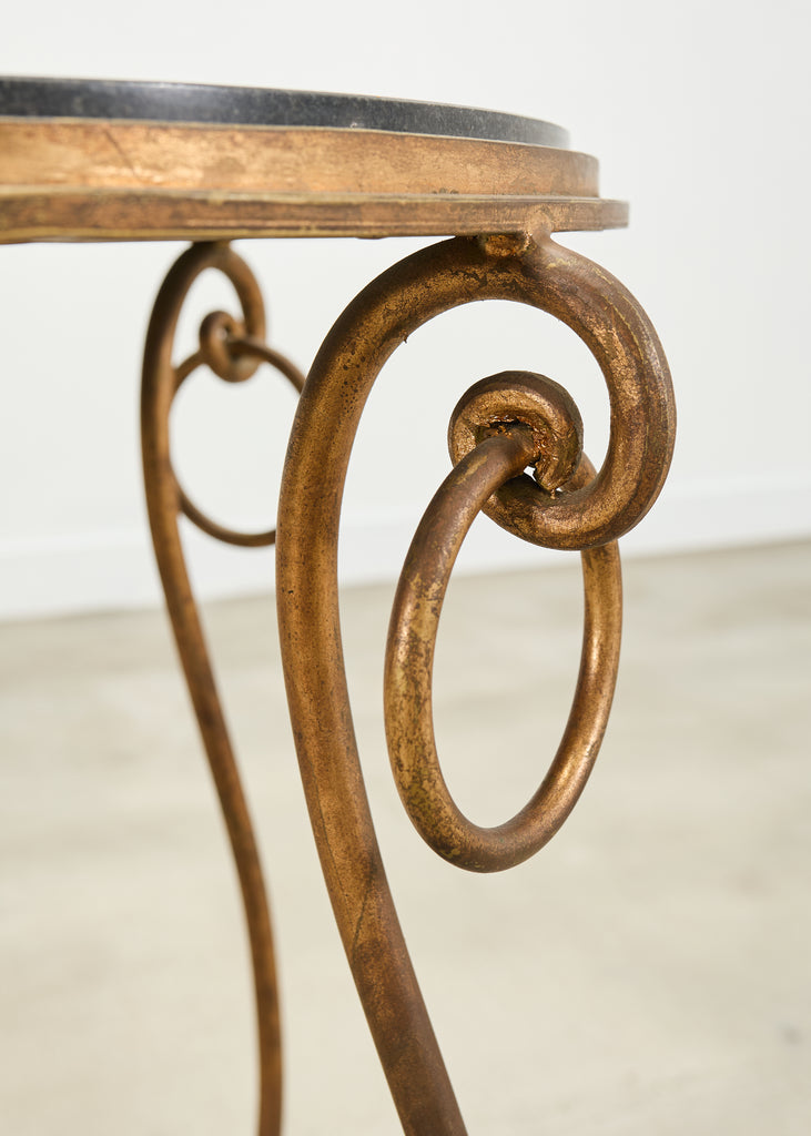 Rene Drouet Style Gilded Iron Granite Top Center Table