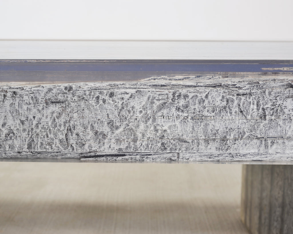 Timothy Oulton Glacier Coffee Table Burnt Timber in Lucite 6 Ft