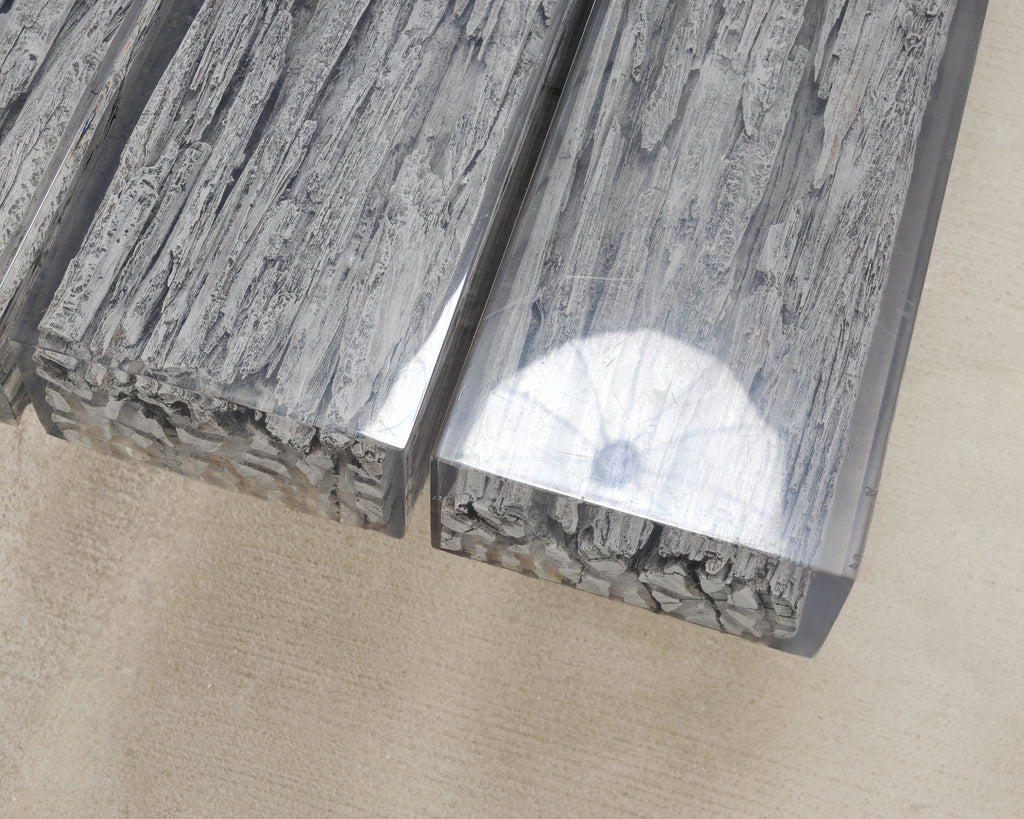 Timothy Oulton Glacier Coffee Table Burnt Timber in Lucite 6 Ft