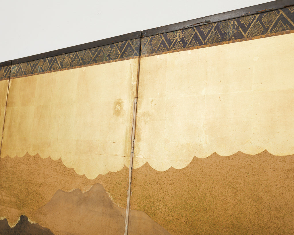 Japanese Edo Six Panel Screen Merrymaking in the Chinese Countryside