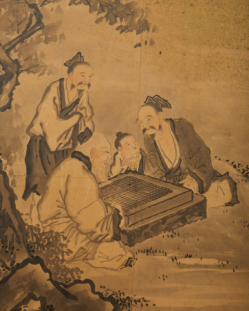 Japanese Edo Six Panel Screen Merrymaking in the Chinese Countryside