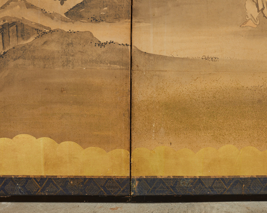 Japanese Edo Six Panel Screen Merrymaking in the Chinese Countryside
