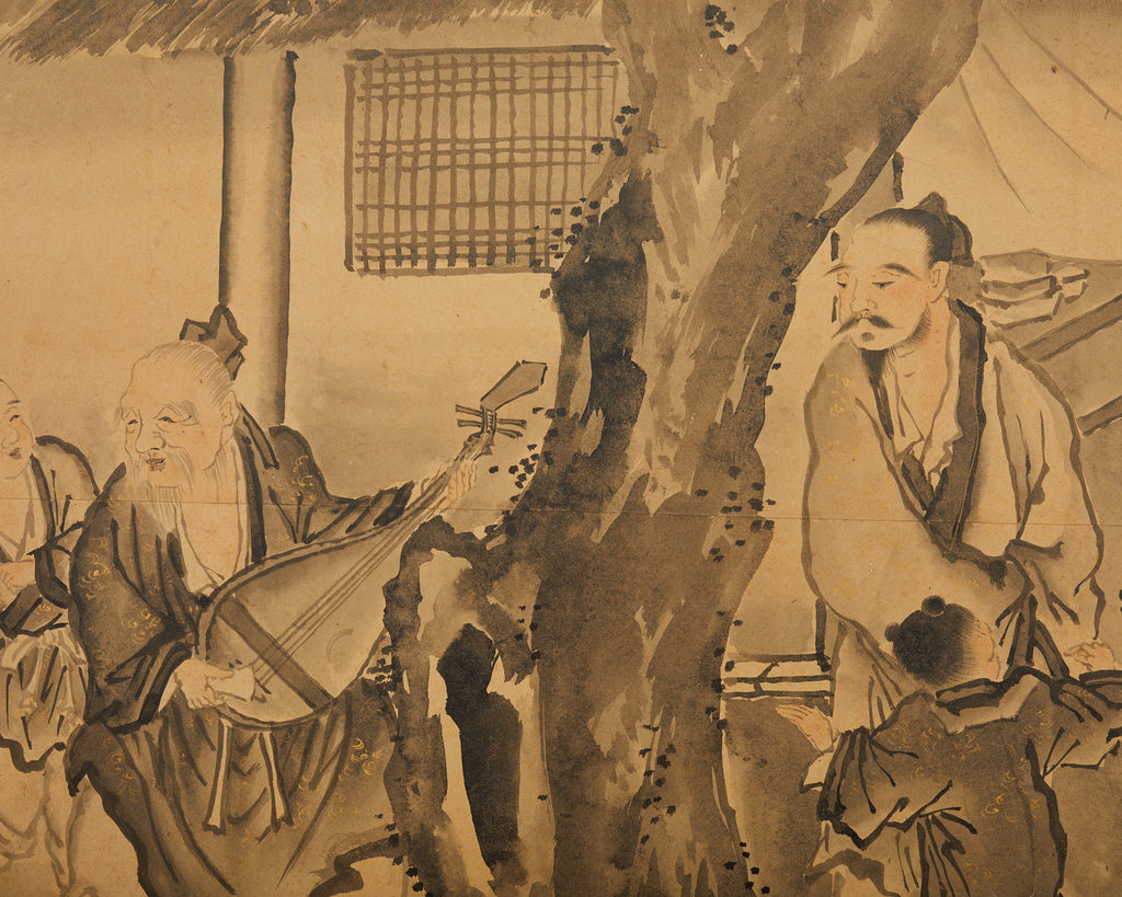 Japanese Edo Six Panel Screen Merrymaking in the Chinese Countryside