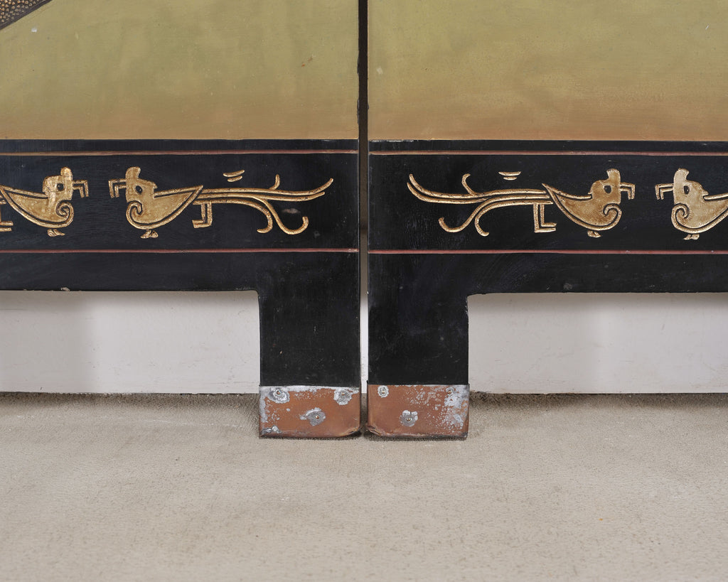 Chinese Export Six-Panel Gilt Landscape Coromandel Screen 8 Ft