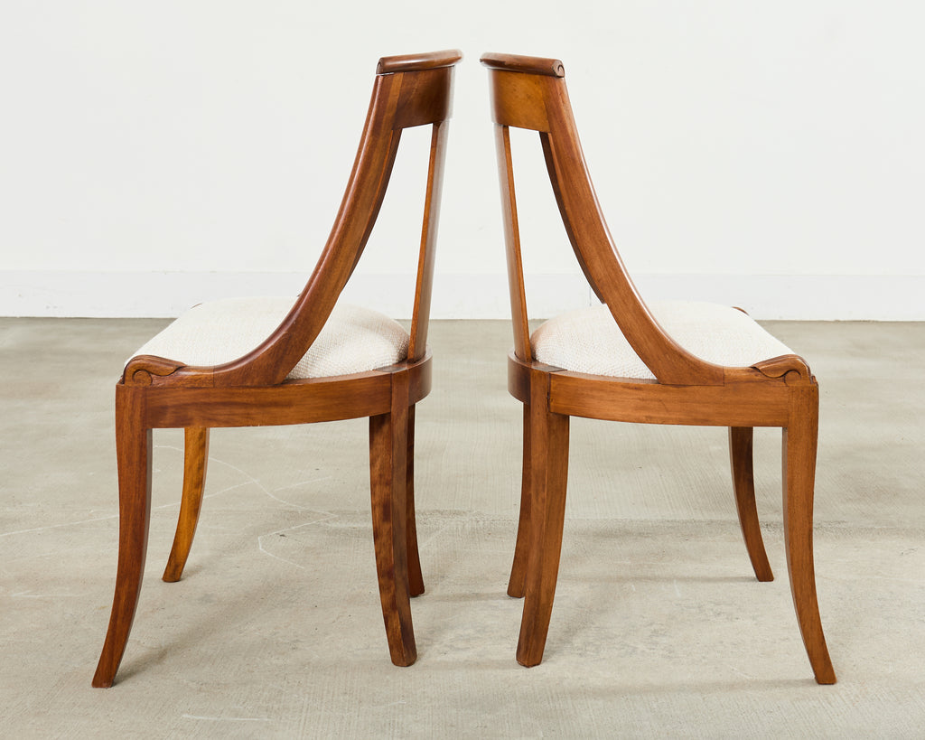 Set Six French Art Deco Gondola Dining Chairs