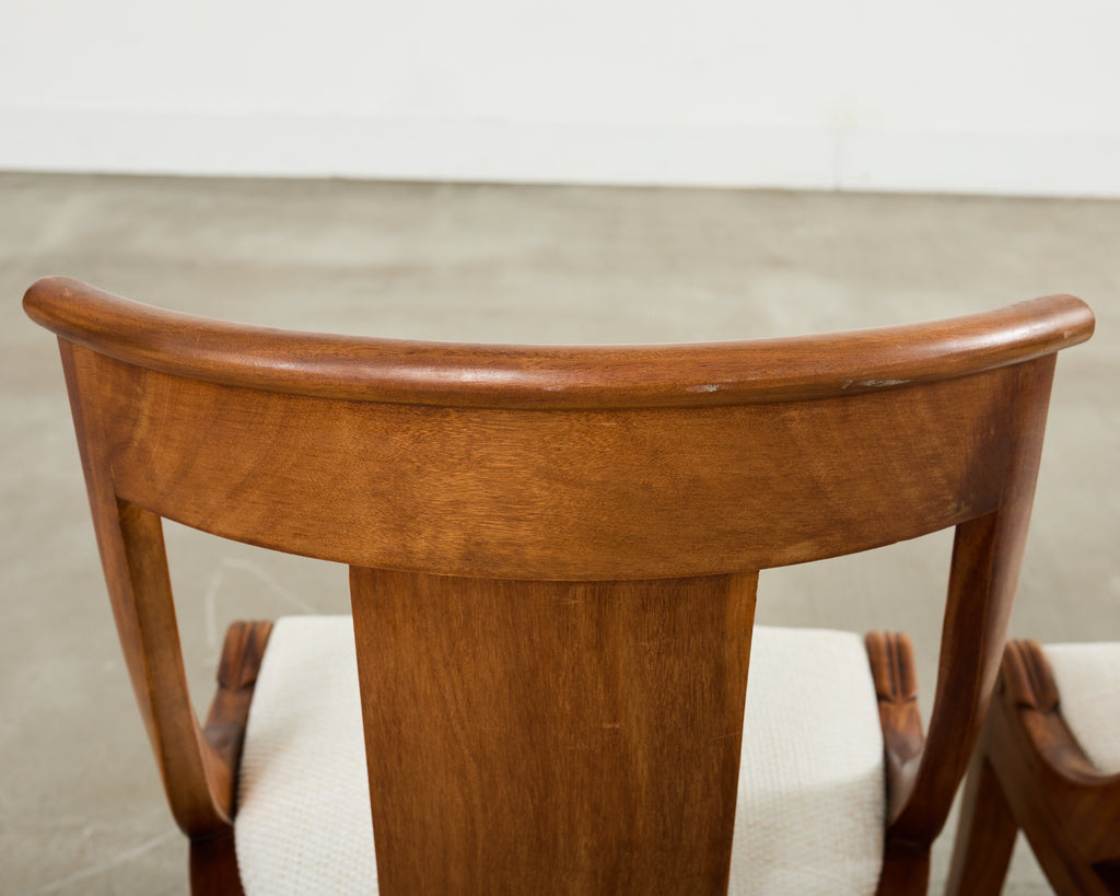 Set Six French Art Deco Gondola Dining Chairs