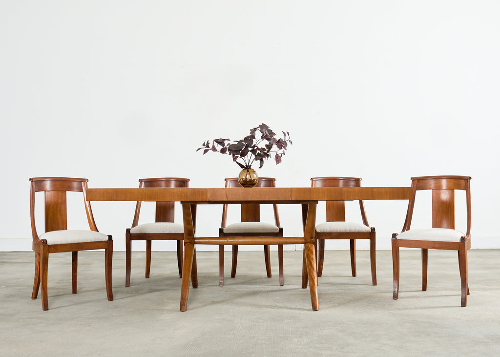 Set Six French Art Deco Gondola Dining Chairs