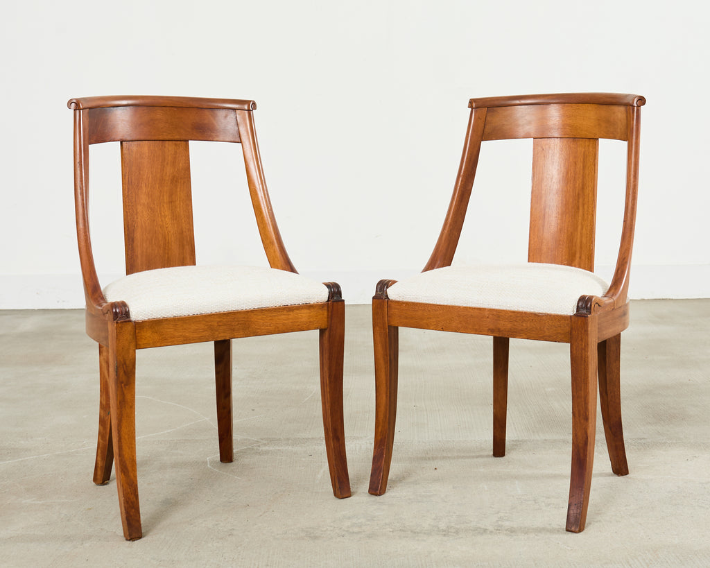 Set Six French Art Deco Gondola Dining Chairs