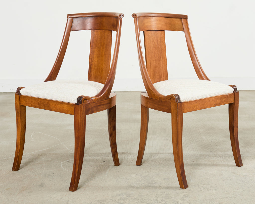 Set Six French Art Deco Gondola Dining Chairs