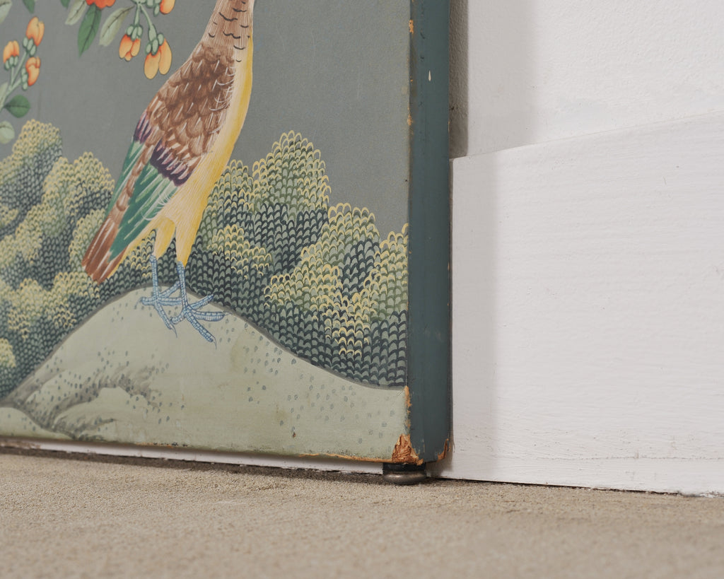 Gracie Style 8 Panel Chinoiserie Painted Wallpaper Screen 12 Ft