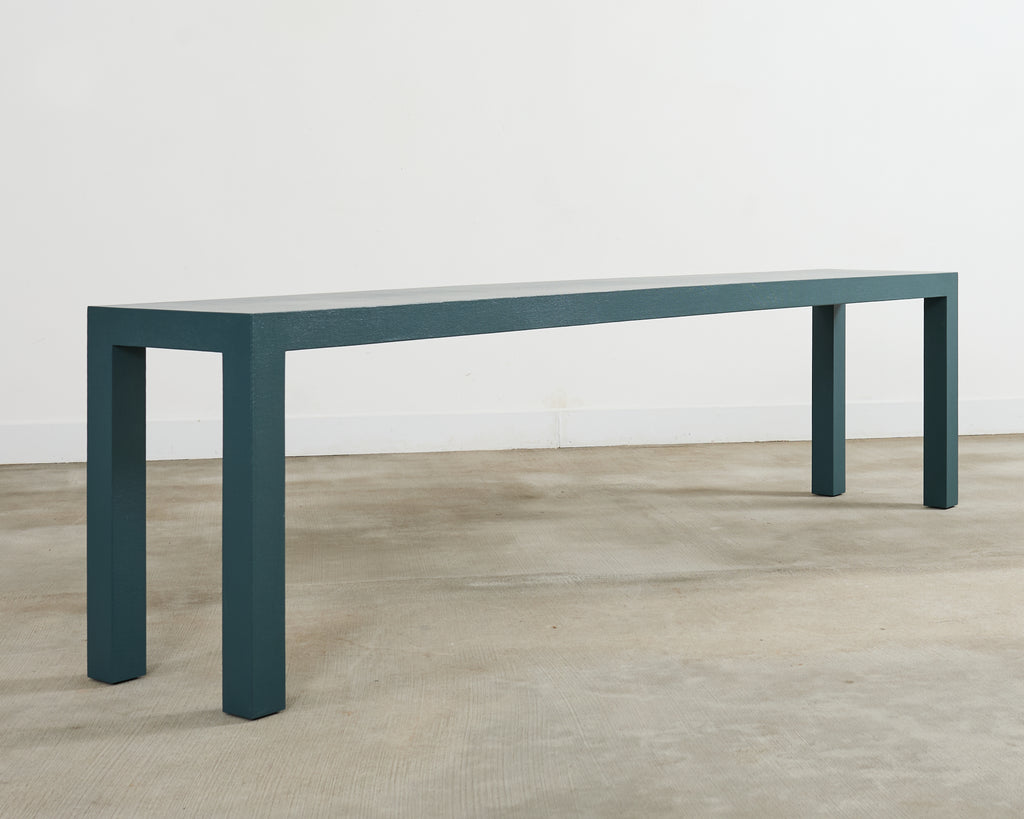 Monumental Lacquered Grasscloth Parsons Console Table 9 Ft.
