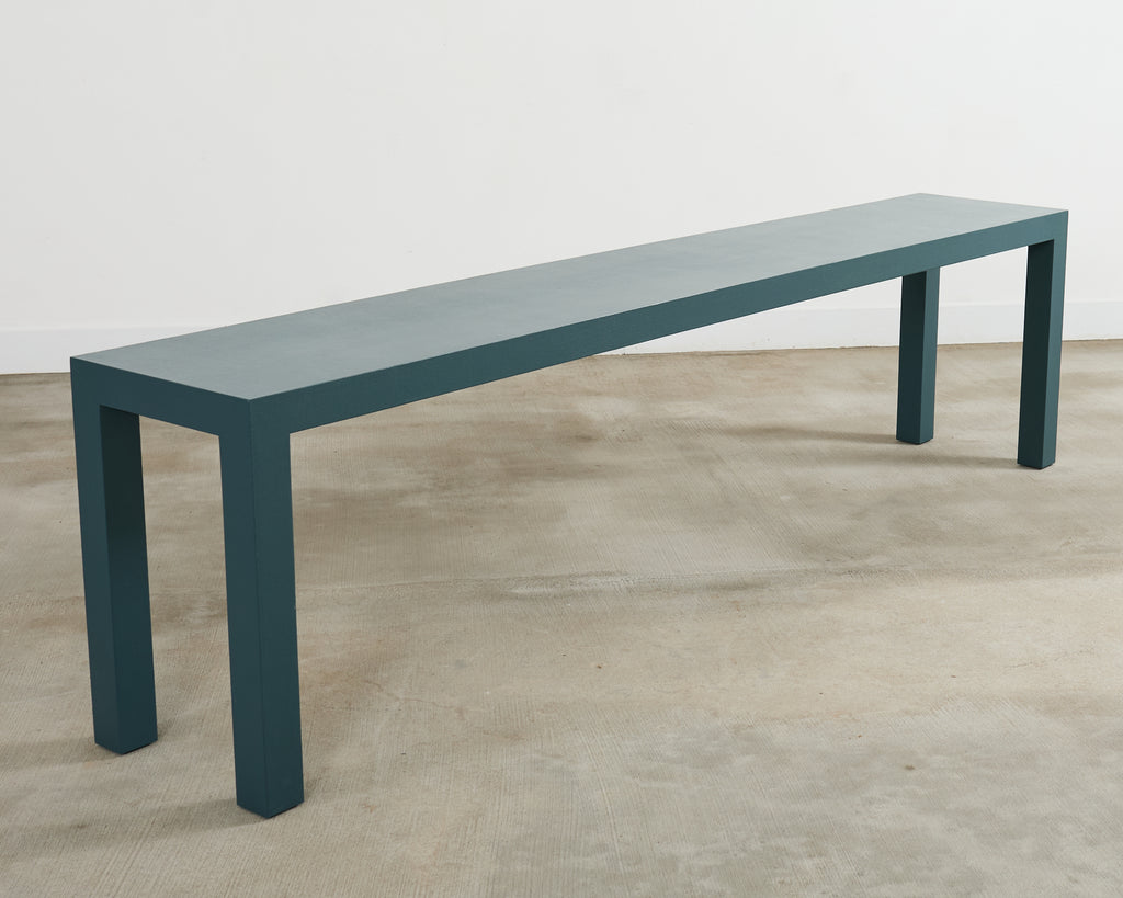 Monumental Lacquered Grasscloth Parsons Console Table 9 Ft.
