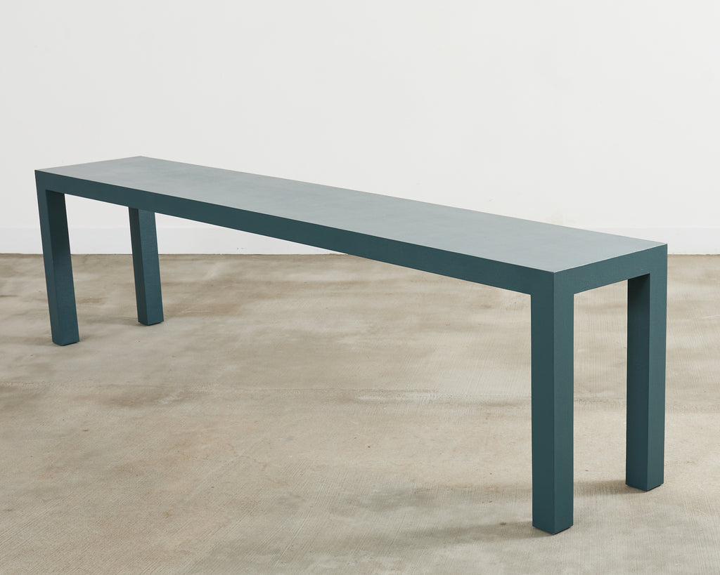 Monumental Lacquered Grasscloth Parsons Console Table 9 Ft.