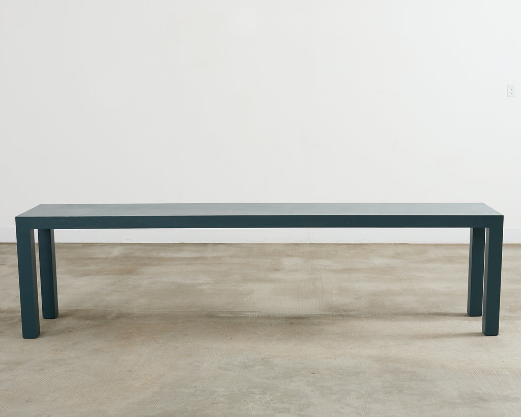 Monumental Lacquered Grasscloth Parsons Console Table 9 Ft.