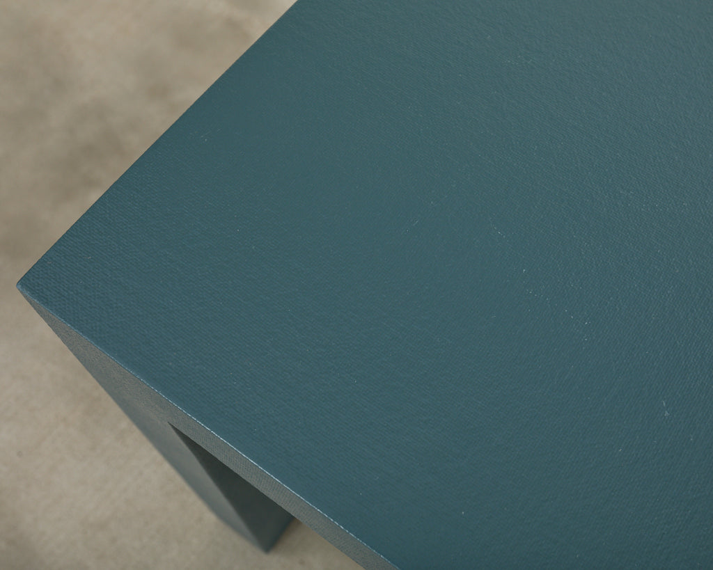 Monumental Lacquered Grasscloth Parsons Console Table 9 Ft.