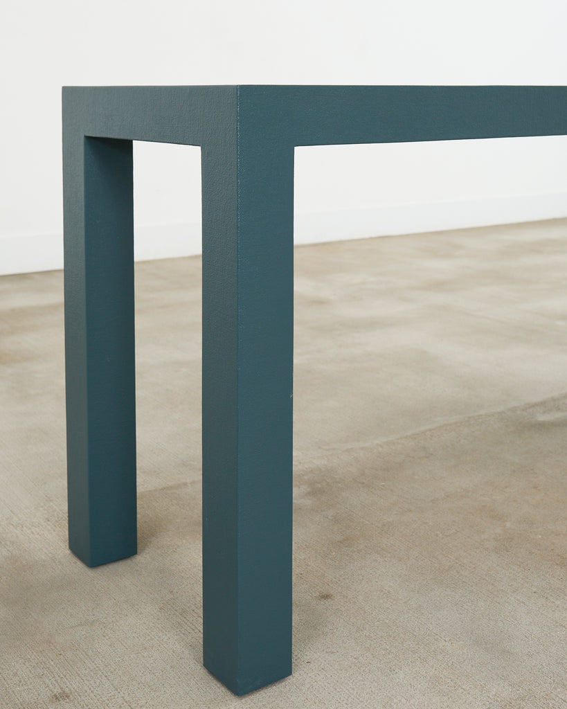 Monumental Lacquered Grasscloth Parsons Console Table 9 Ft.