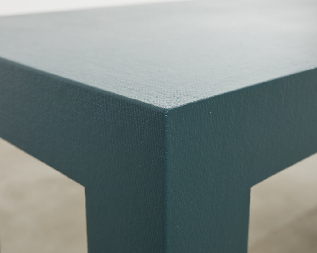 Monumental Lacquered Grasscloth Parsons Console Table 9 Ft.