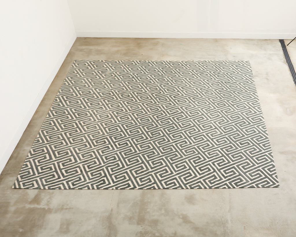 Neoclassical Style Greek Key Slate Rug by the Rug Company