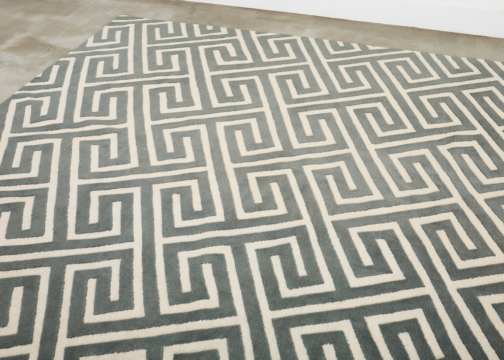 Neoclassical Style Greek Key Slate Rug by the Rug Company
