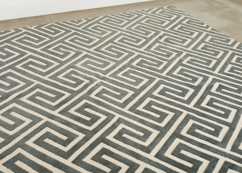 Neoclassical Style Greek Key Slate Rug by the Rug Company