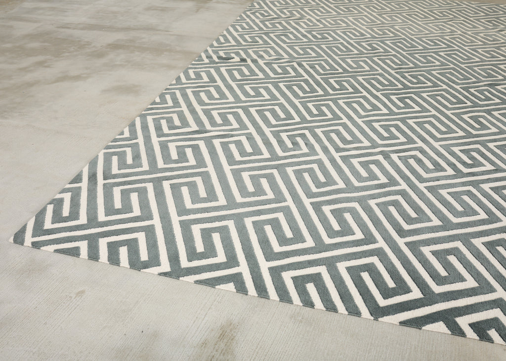 Neoclassical Style Greek Key Slate Rug by the Rug Company