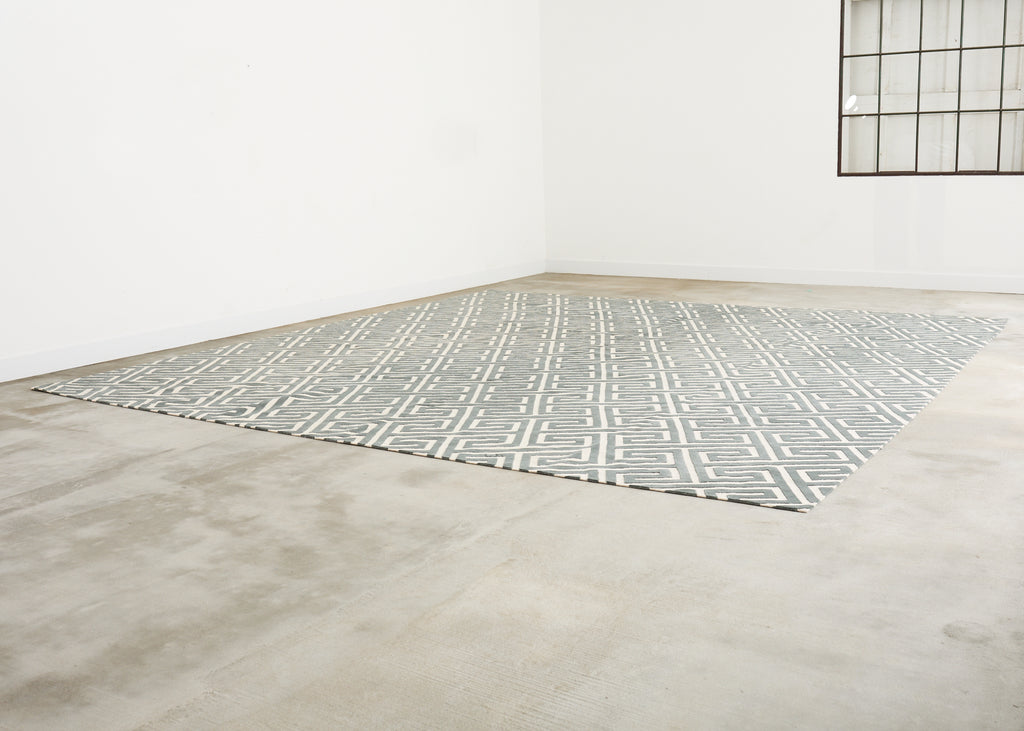 Neoclassical Style Greek Key Slate Rug by the Rug Company