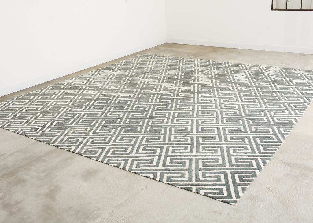 Neoclassical Style Greek Key Slate Rug by the Rug Company