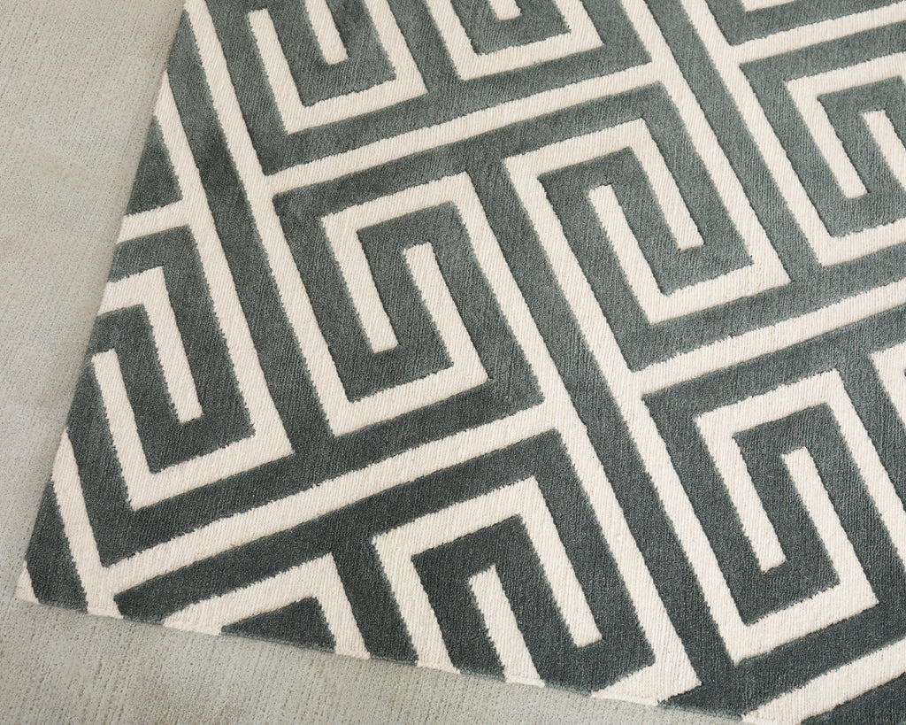 Neoclassical Style Greek Key Slate Rug by the Rug Company