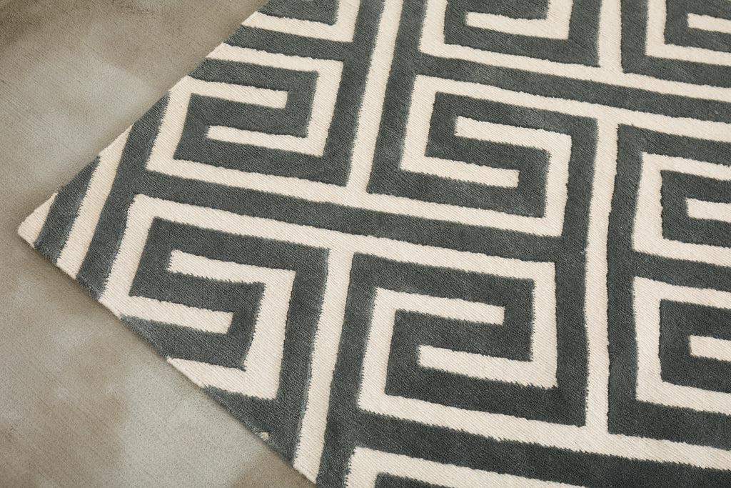 Neoclassical Style Greek Key Slate Rug by the Rug Company