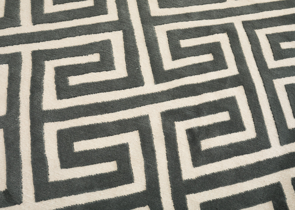 Neoclassical Style Greek Key Slate Rug by the Rug Company