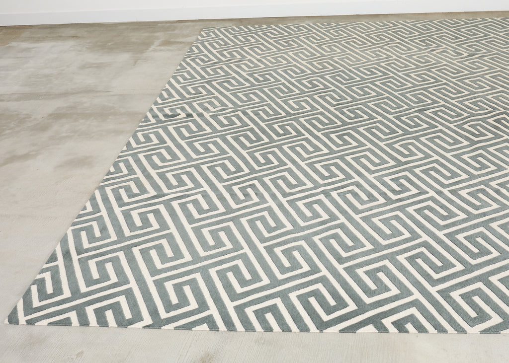 Neoclassical Style Greek Key Slate Rug by the Rug Company