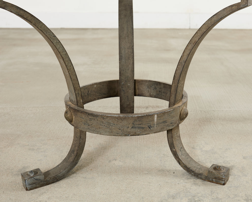 Neoclassical Greek Key Iron Marble Top Drinks Table